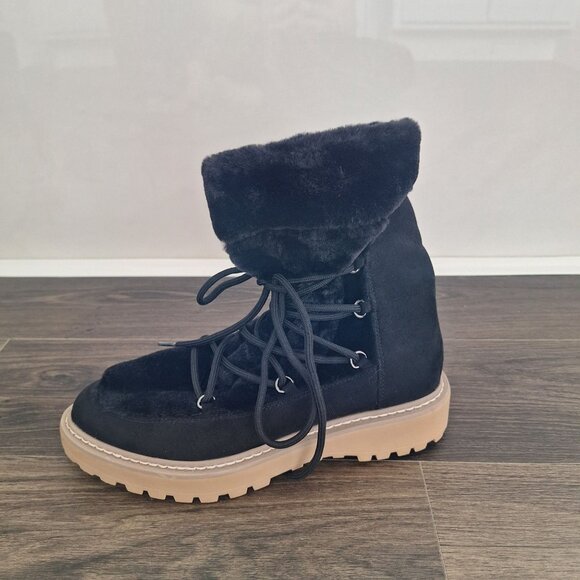 NWOT J.Lo Faux Fur Suede Booties Size 8.5 Fall Winter Streetwear Warm Comfy - Picture 2 of 8